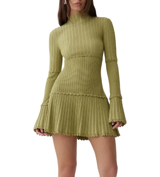 Adena Pointelle Knit Mini Dress